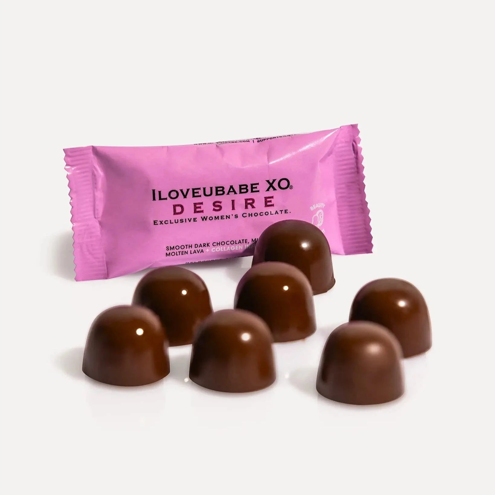 Elevate your indulgence with the luxurious chocolates from the ILOVEUBABE XO® Desire collection. Smooth dark chocolate paired with molten lava for a truly decadent experience.